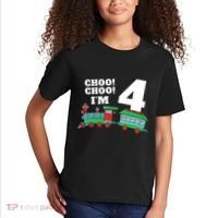 Train 4th Birthday Boy Train 4 Year Old Four Kids T-Shirt thumb 2