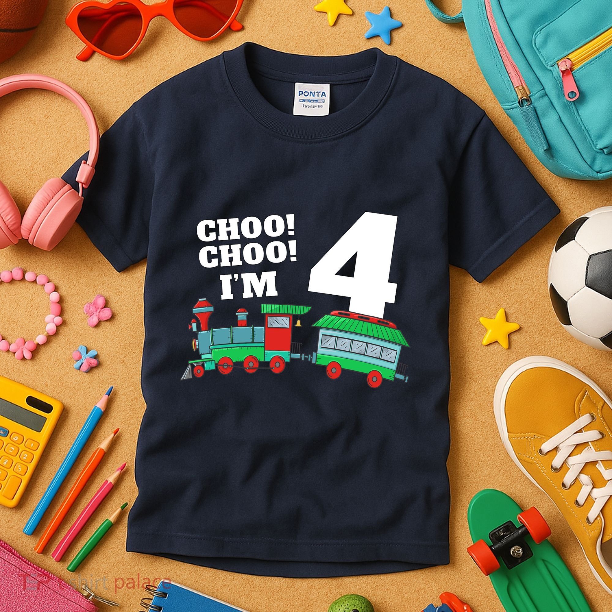 Train 4th Birthday Boy Train 4 Year Old Four Kids T-Shirt