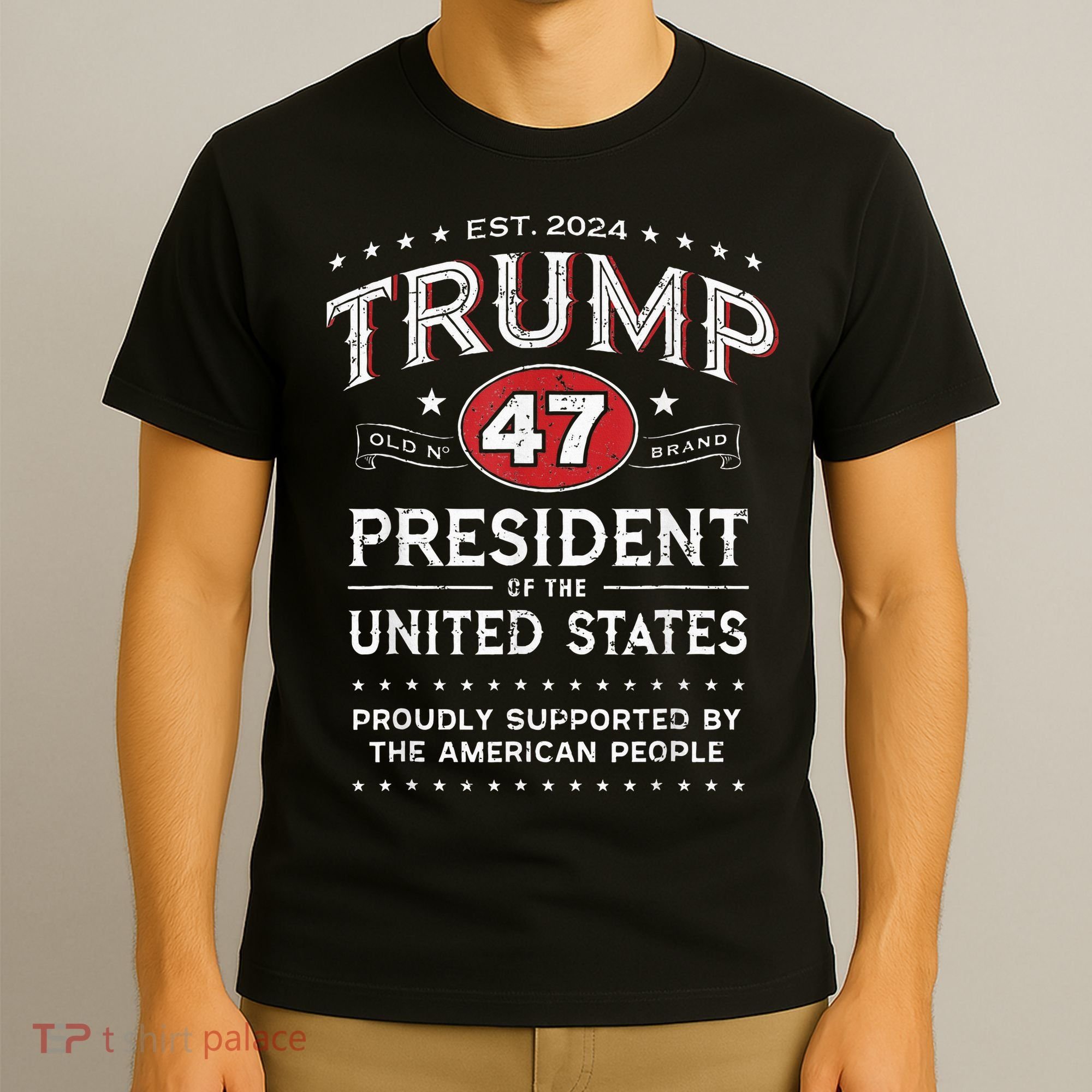 Trump 47th President Vintage Whiskey Label Fun Trump 2024 T-Shirt
