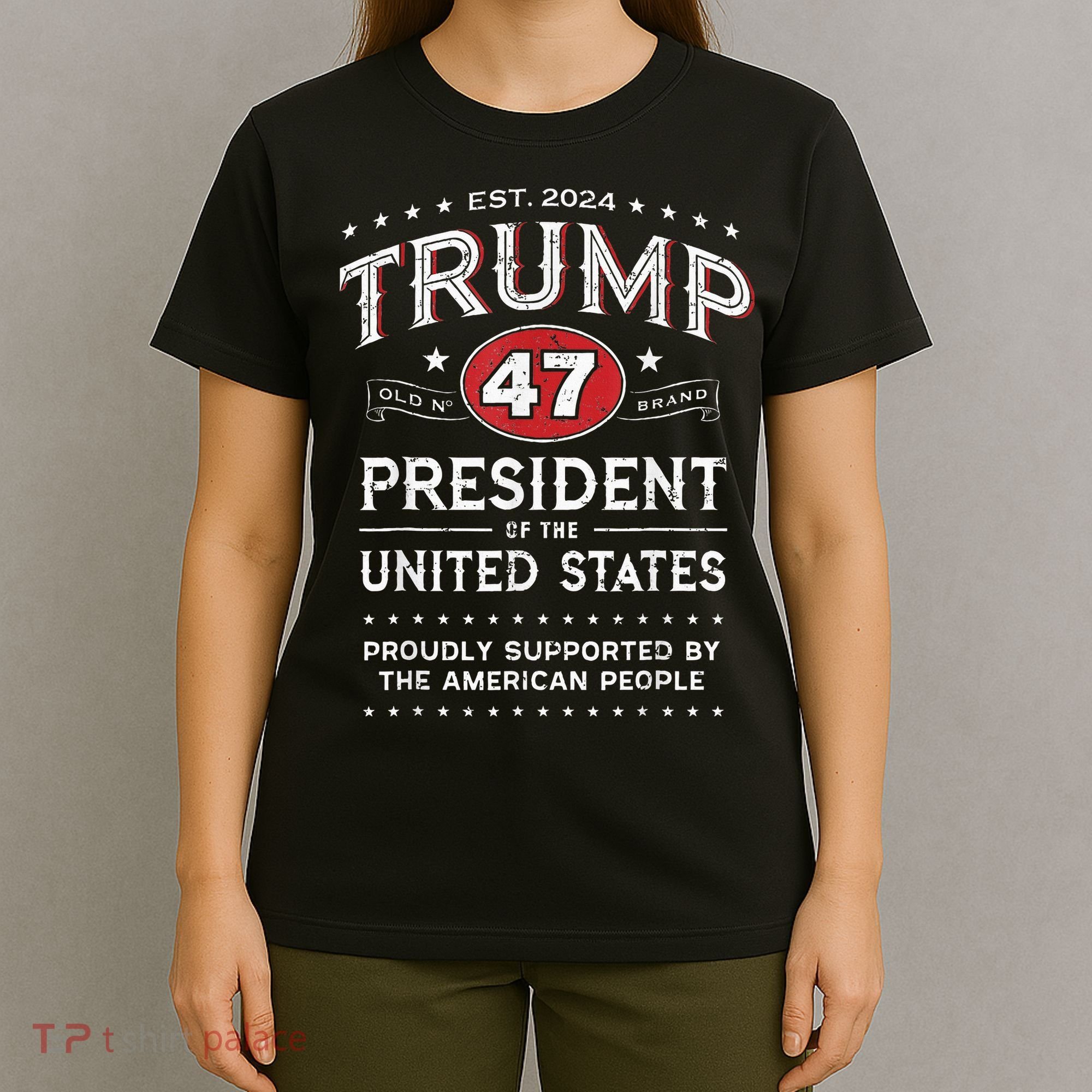Trump 47th President Vintage Whiskey Label Fun Trump 2024 T-Shirt