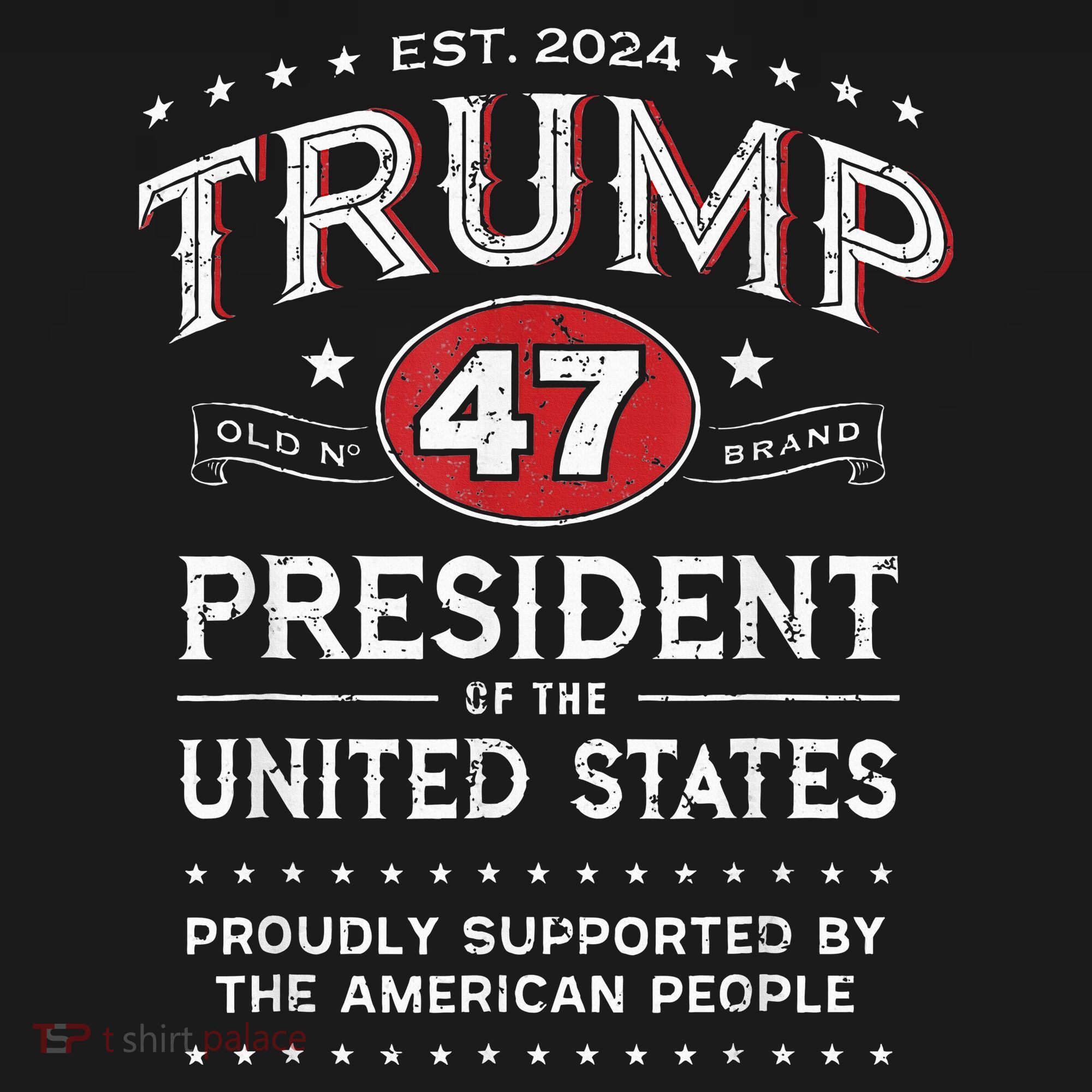 Trump 47th President Vintage Whiskey Label Fun Trump 2024 T-Shirt