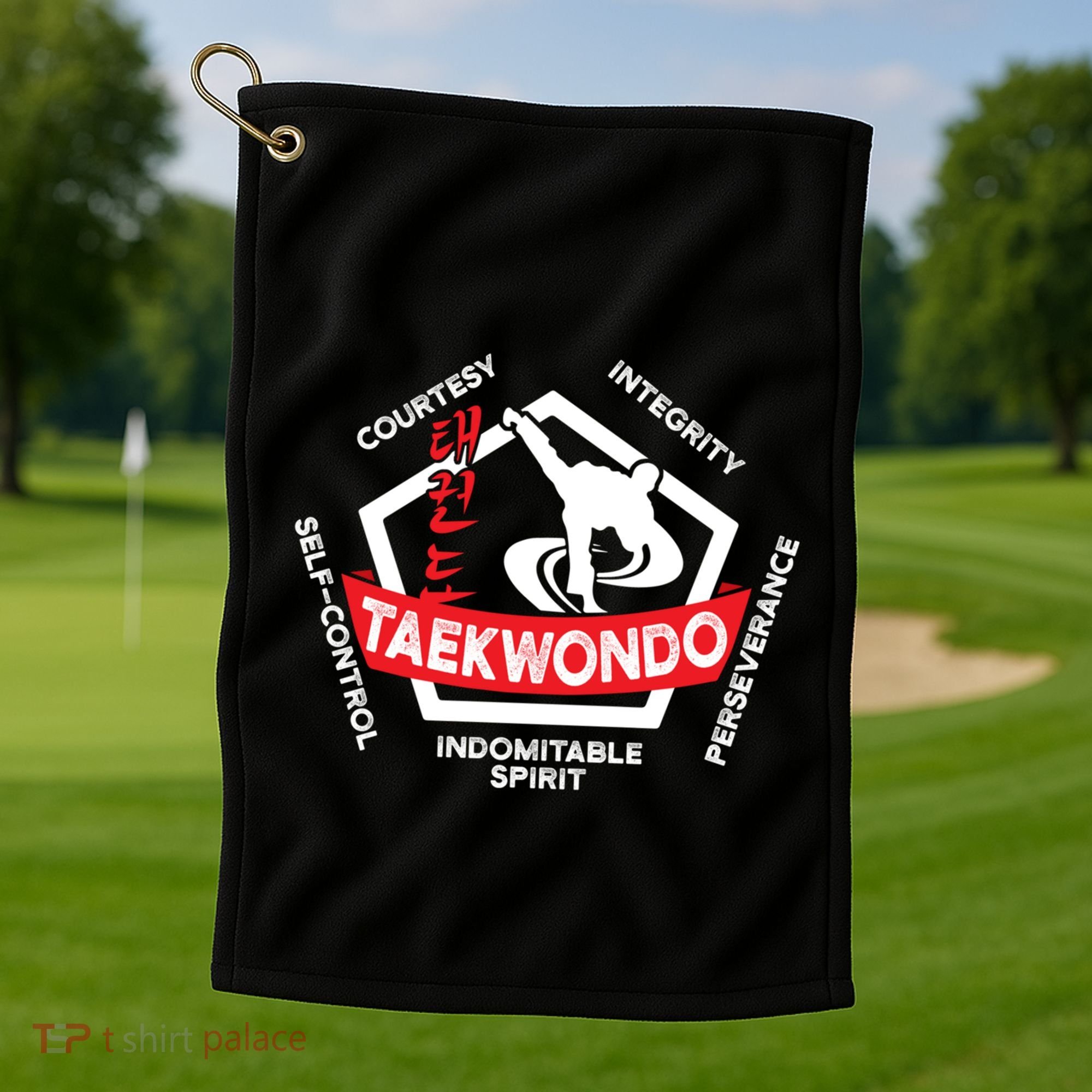 Taekwondo 5 Tenets Martial Arts Ata Itf Tae Kwon Do Gift Funny Gift Golf Towel