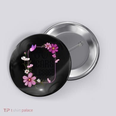 Turning 60 Birthday Butterfly With Floral 60th Birthday Button