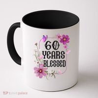 Turning 60 Birthday Butterfly With Floral 60th Birthday Coffee Mug thumb 0