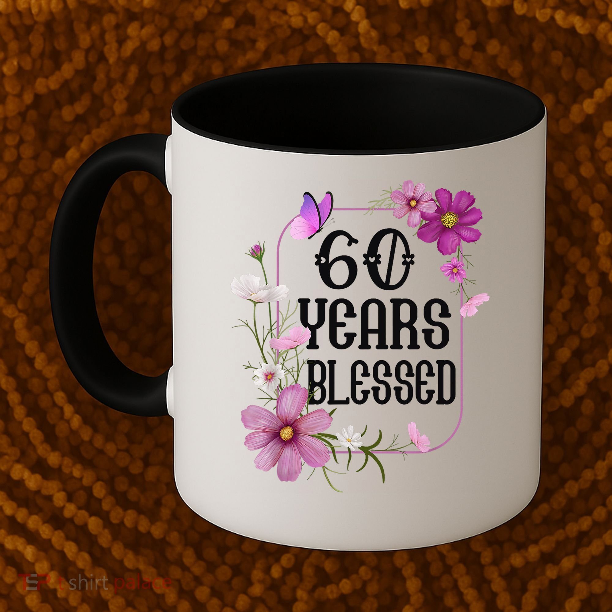 Turning 60 Birthday Butterfly With Floral 60th Birthday Coffee Mug