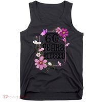 Turning 60 Birthday Butterfly With Floral 60th Birthday Tank Top thumb 0
