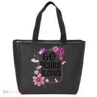 Turning 60 Birthday Butterfly With Floral 60th Birthday Tote Bag thumb 0