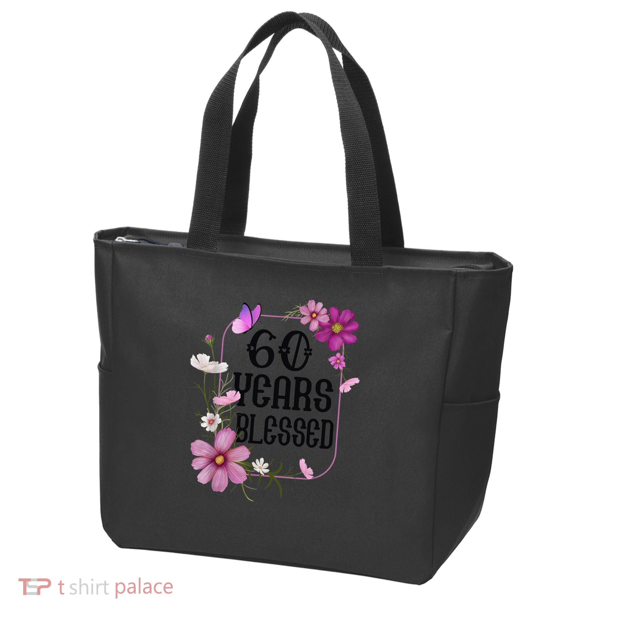 Turning 60 Birthday Butterfly With Floral 60th Birthday Tote Bag
