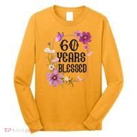 Turning 60 Birthday Butterfly With Floral 60th Birthday Long Sleeve Shirt thumb 0
