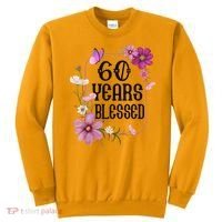 Turning 60 Birthday Butterfly With Floral 60th Birthday Sweatshirt thumb 0