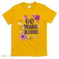 Turning 60 Birthday Butterfly With Floral 60th Birthday T-Shirt thumb 0