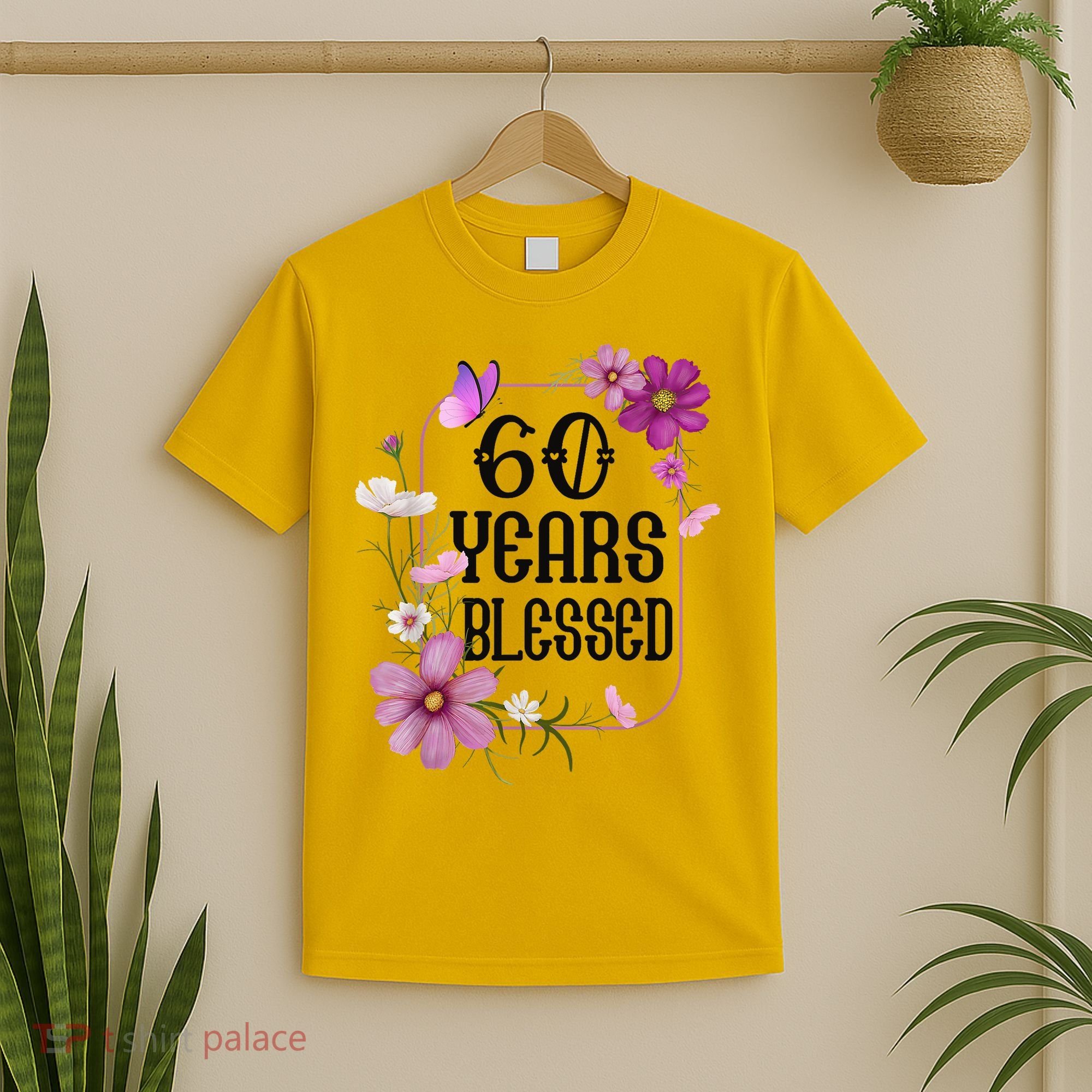 Turning 60 Birthday Butterfly With Floral 60th Birthday T-Shirt
