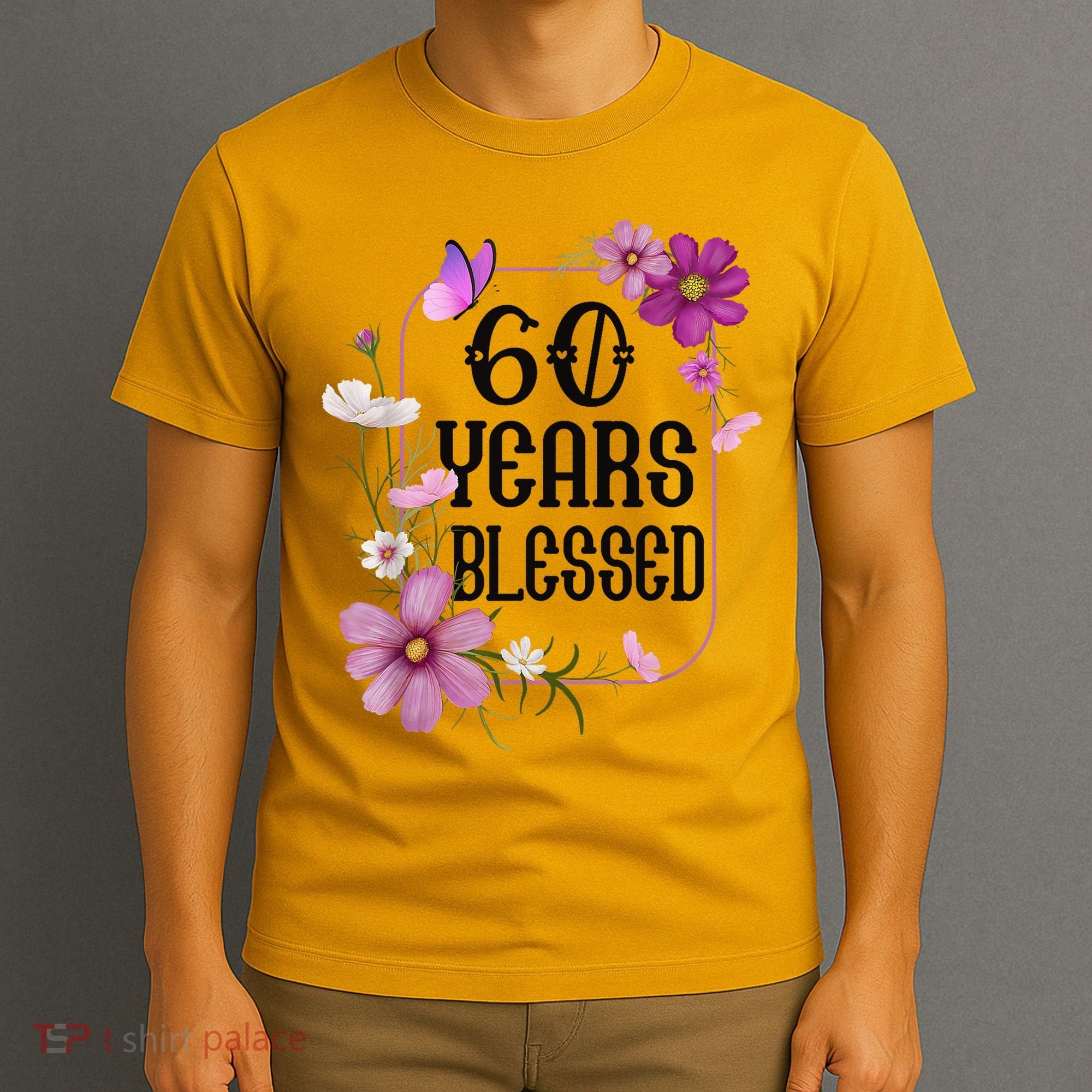 Turning 60 Birthday Butterfly With Floral 60th Birthday T-Shirt