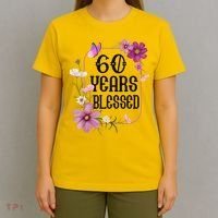 Turning 60 Birthday Butterfly With Floral 60th Birthday T-Shirt thumb 4