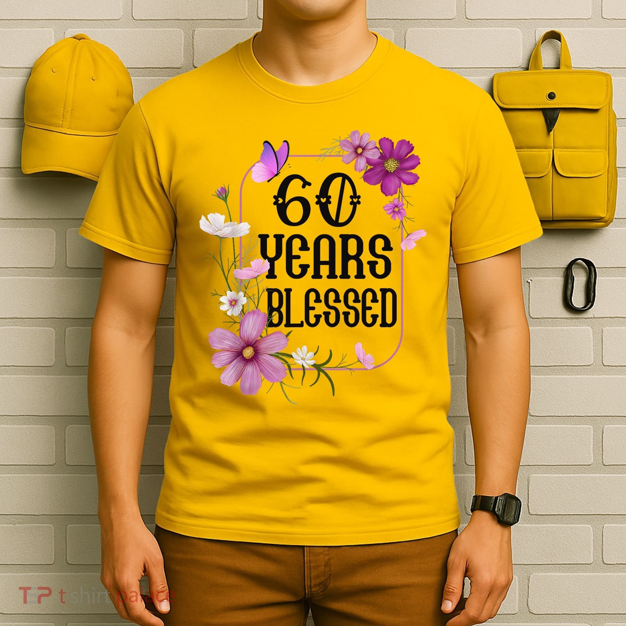 Turning 60 Birthday Butterfly With Floral 60th Birthday T-Shirt