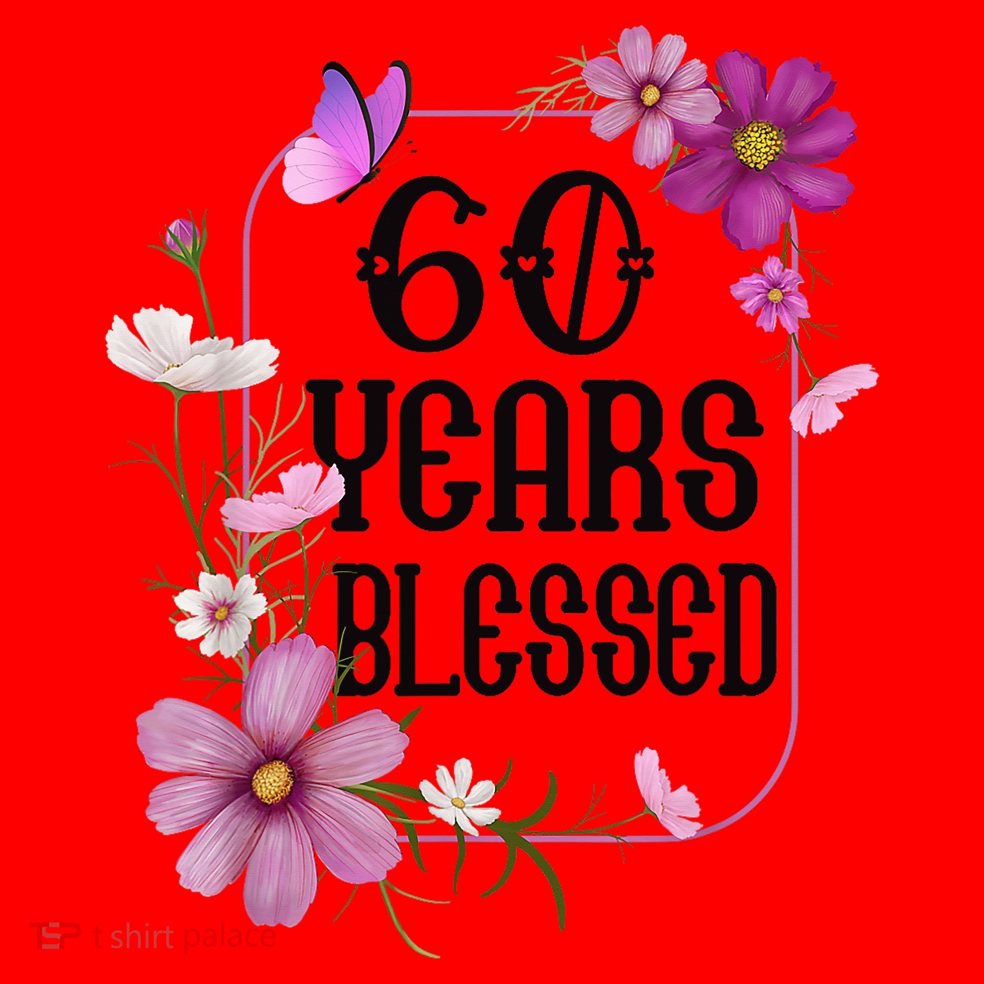 Turning 60 Birthday Butterfly With Floral 60th Birthday Santa Hat