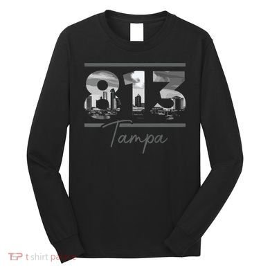 Tampa 813 Area Code Skyline Florida Vintage Long Sleeve Shirt