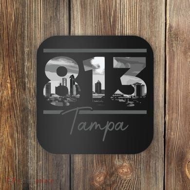 Tampa 813 Area Code Skyline Florida Vintage Coaster