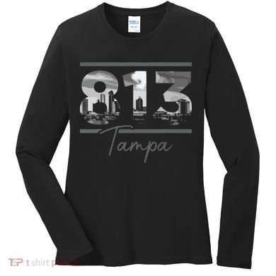 Tampa 813 Area Code Skyline Florida Vintage Women's Long Sleeve Shirt