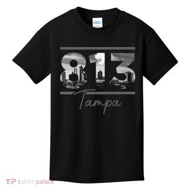 Tampa 813 Area Code Skyline Florida Vintage Kids T-Shirt