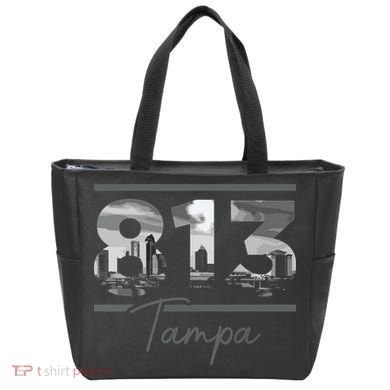 Tampa 813 Area Code Skyline Florida Vintage Tote Bag