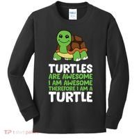 Turtles Are Awesome. I Am Awesome Therefore I Am A Turtle Kids Long Sleeve Shirt thumb 0