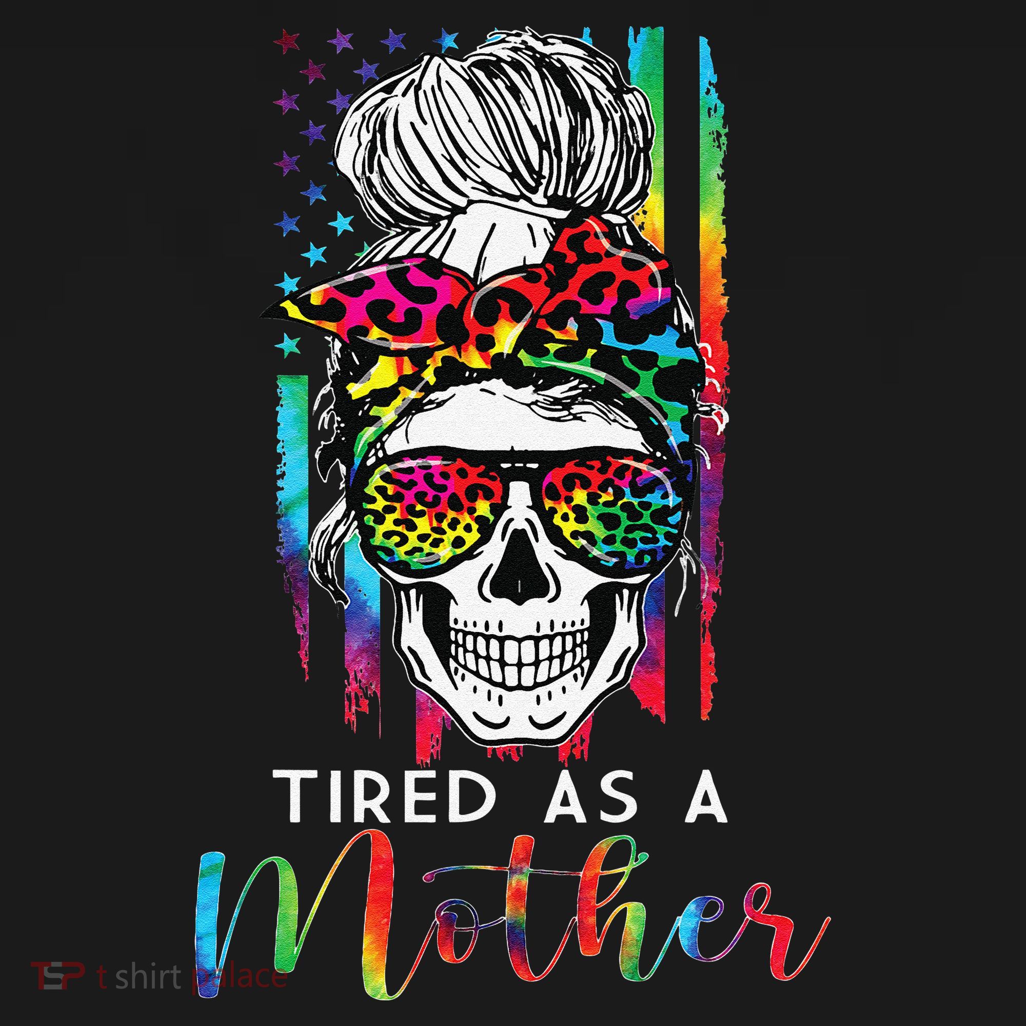Tired As A Mother Skull America Flag Mom Life Mother's Day Women's Tank Top