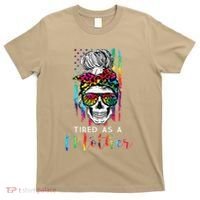 Tired As A Mother Skull America Flag Mom Life Mother's Day T-Shirt thumb 0