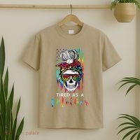 Tired As A Mother Skull America Flag Mom Life Mother's Day T-Shirt thumb 2