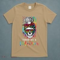 Tired As A Mother Skull America Flag Mom Life Mother's Day T-Shirt thumb 5