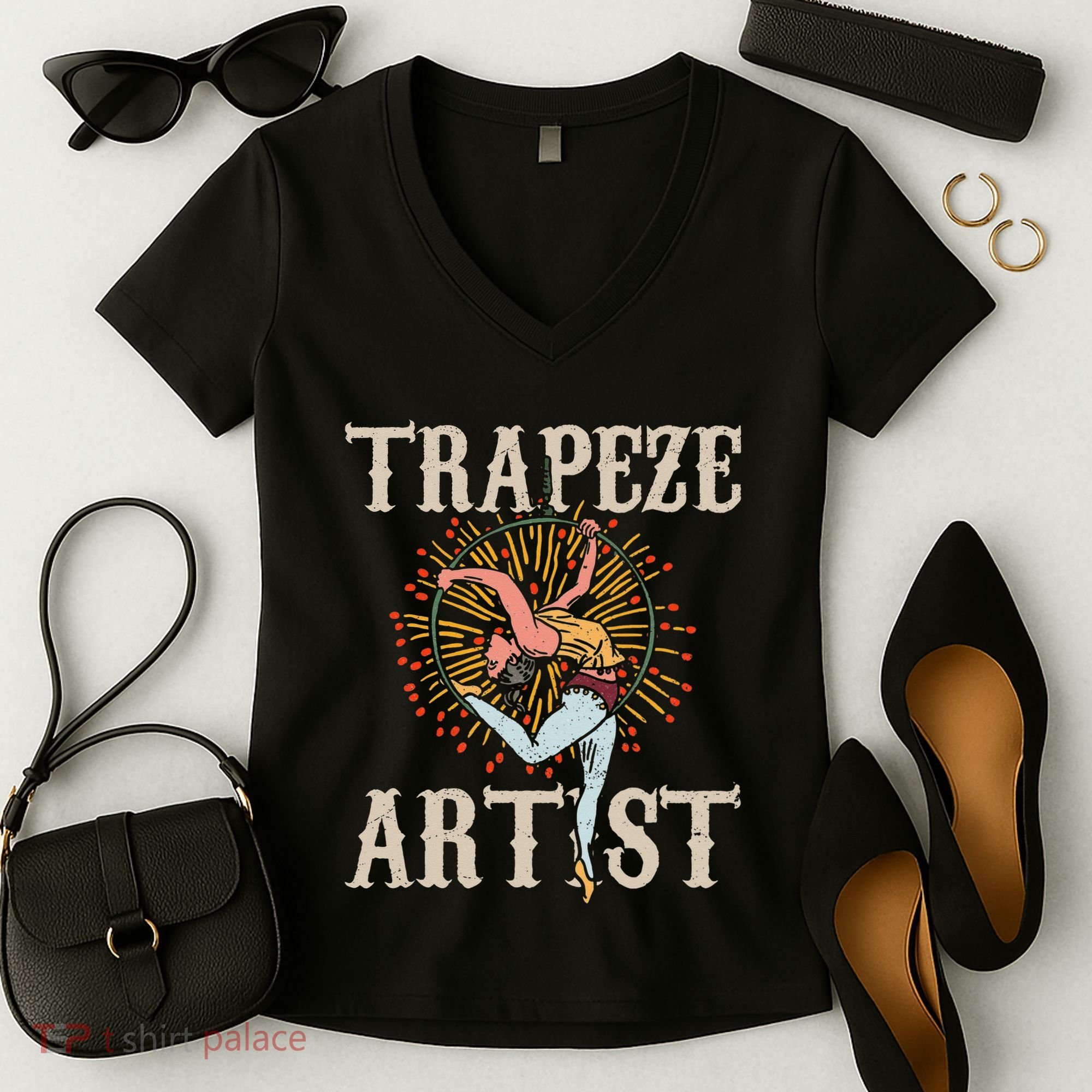Trapeze Artist Acrobat Carnival Theme Circus Staff Costume Women's V-Neck T-Shirt