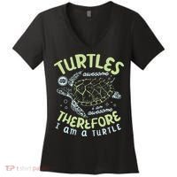 Turtles Are Awesome I Am Awesome Therefore I Am A Turtle Women's V-Neck T-Shirt thumb 0