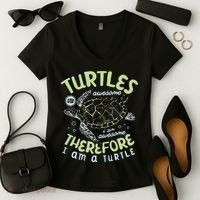 Turtles Are Awesome I Am Awesome Therefore I Am A Turtle Women's V-Neck T-Shirt thumb 2
