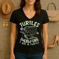 Turtles Are Awesome I Am Awesome Therefore I Am A Turtle Women's V-Neck T-Shirt thumb 3