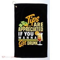 Tips Are Appreciated If You Wanna Get Drunk Barkeeper Funny Gift Golf Towel thumb 0