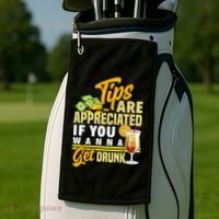 Tips Are Appreciated If You Wanna Get Drunk Barkeeper Funny Gift Golf Towel thumb 2