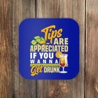 Tips Are Appreciated If You Wanna Get Drunk Barkeeper Funny Gift Coaster thumb 0