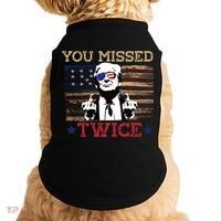 Trump Assassination Attempt American Flag You Missed Twice Doggie Tank thumb 0