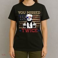 Trump Assassination Attempt American Flag You Missed Twice T-Shirt thumb 4