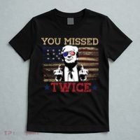 Trump Assassination Attempt American Flag You Missed Twice T-Shirt thumb 5