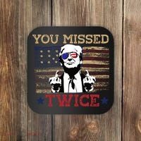 Trump Assassination Attempt American Flag You Missed Twice Coaster thumb 0