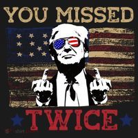 Trump Assassination Attempt American Flag You Missed Twice Ornament thumb 1