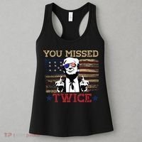 Trump Assassination Attempt American Flag You Missed Twice Women's Tank Top thumb 3