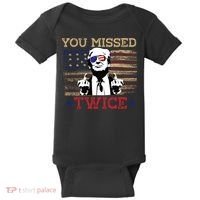 Trump Assassination Attempt American Flag You Missed Twice Baby Bodysuit thumb 0