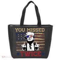 Trump Assassination Attempt American Flag You Missed Twice Tote Bag thumb 0