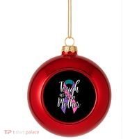 Tough As A Mother Gift Thyroid Cancer Awareness Sarcastic Mom Gift Plastic Christmas Ball Ornament thumb 0