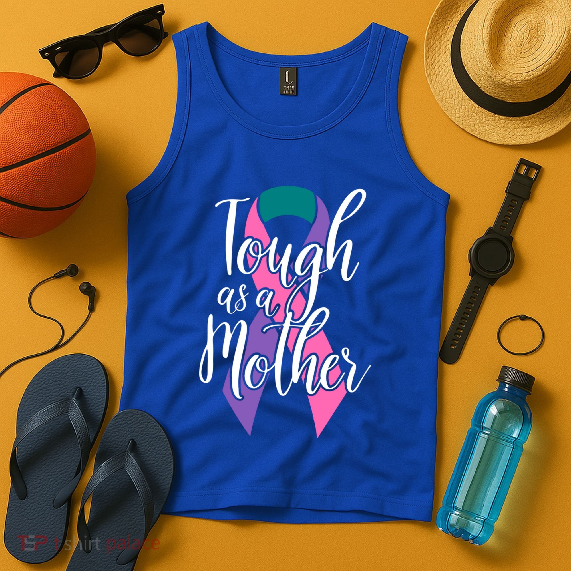 Tough As A Mother Gift Thyroid Cancer Awareness Sarcastic Mom Gift Tank Top