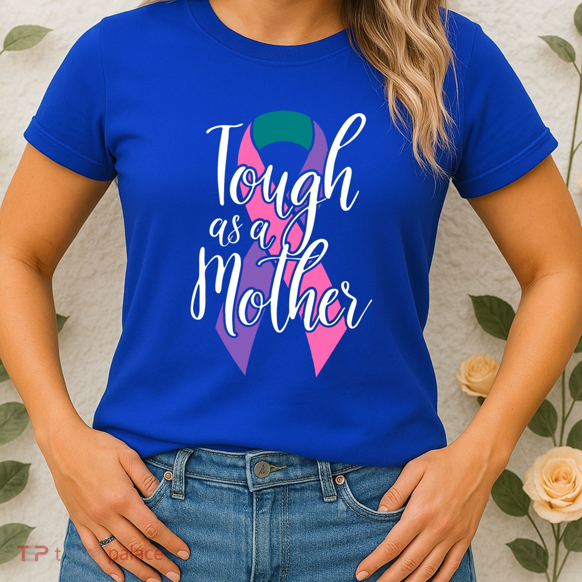 Tough As A Mother Gift Thyroid Cancer Awareness Sarcastic Mom Gift Women's T-Shirt