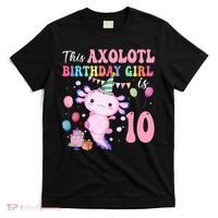 This Axolotl Birthday Girl Is 10 Years Old 10th Bday Party T-Shirt thumb 0