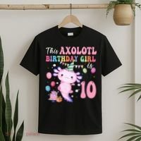 This Axolotl Birthday Girl Is 10 Years Old 10th Bday Party T-Shirt thumb 2